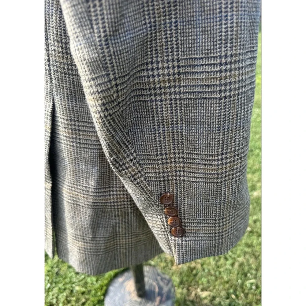Lauren Ralph Lauren Blazer Mens 44R Gray Lambswool Plaid Tweed Sport Coat